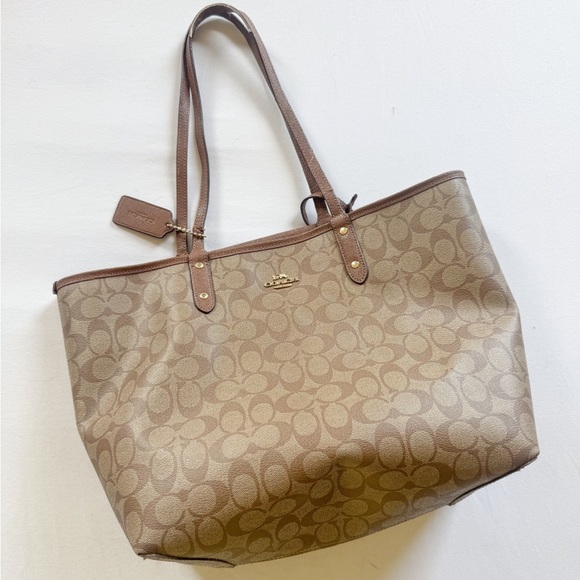 Coach F36658 Signature Reversible PVC City Tote Brown - Picture 2 of 11